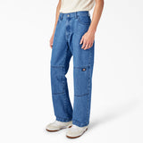 Dickies Mens Loose Fit Double Knee Jeans Stonewashed Vintage Blue