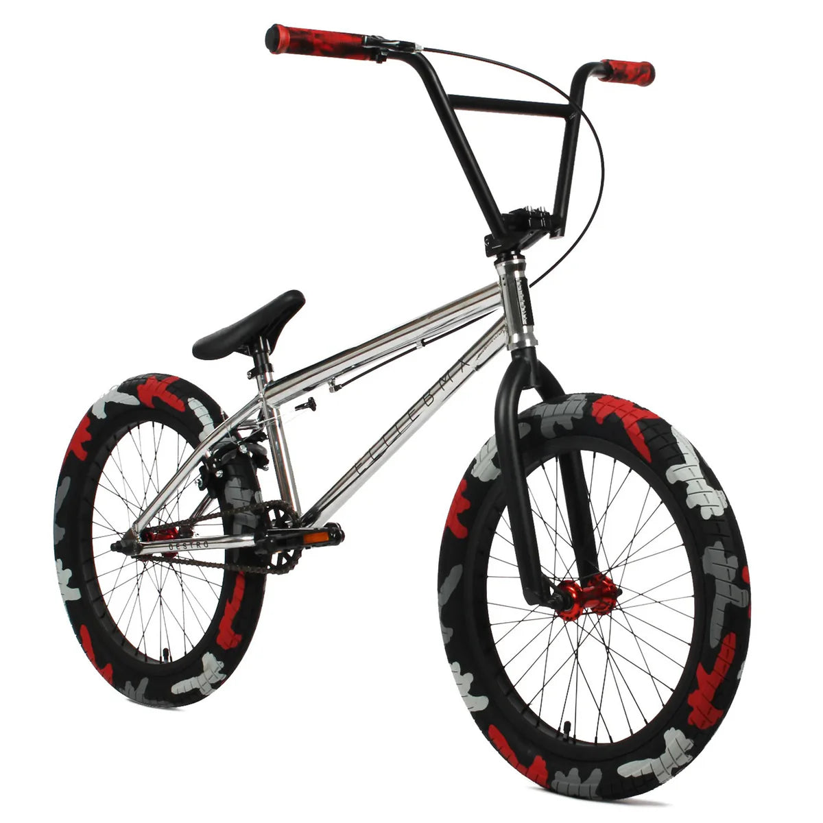 Elite Destro Bike Chrome w/Red Camo Tires BMX Bikes – The Secret 