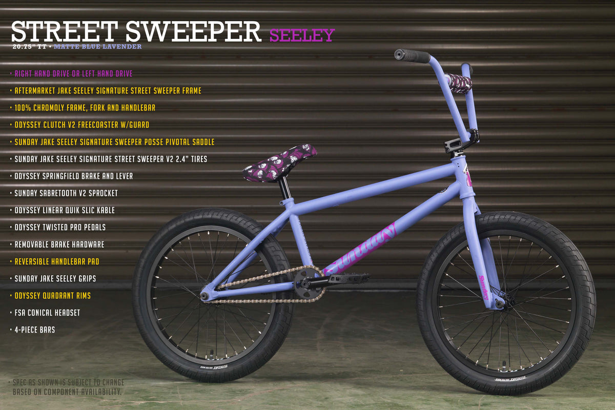 2023 Sunday Street Sweeper Bike Matte Blue Lavender BMX Bikes