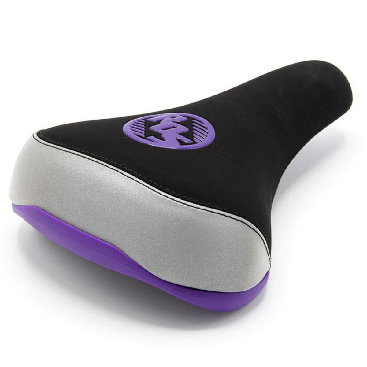 Ride Out Supply Reflective Railed Seat Black Purple Big BMX Seat