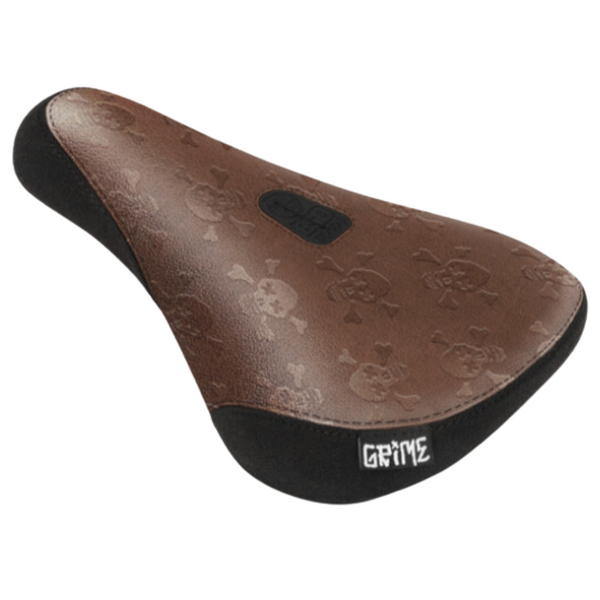 BSD Grime Skull Repeat Pivotal Seat Brown Denim Cox BMX Seats