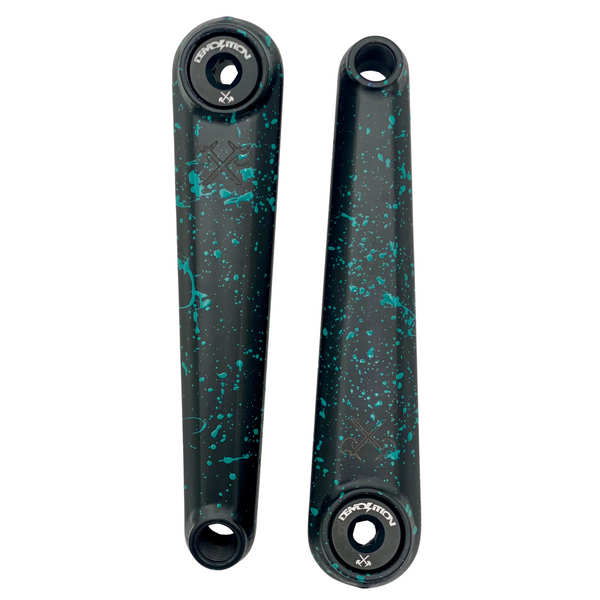 Demolition Revolt 24mm Cranks dark teal splatter BMX Crank