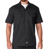 Dickies Mens Short Sleeve Work Shirt Black Button Down BMX Skate Tee