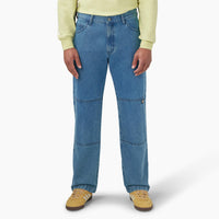 Dickies Mens Loose Fit Double Knee Jeans Stonewashed Vintage Blue