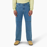 Dickies Mens Loose Fit Double Knee Jeans Stonewashed Vintage Blue