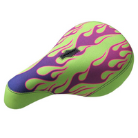 Sunday Flames Pivotal Seat Green Purple BMX Seats pinstripe flame