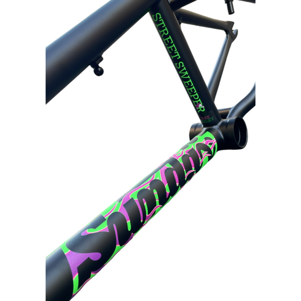 Sweeper Frame Sunday Street Sweeper Frame Matte Black w/Purple+Green Flames BMX ...