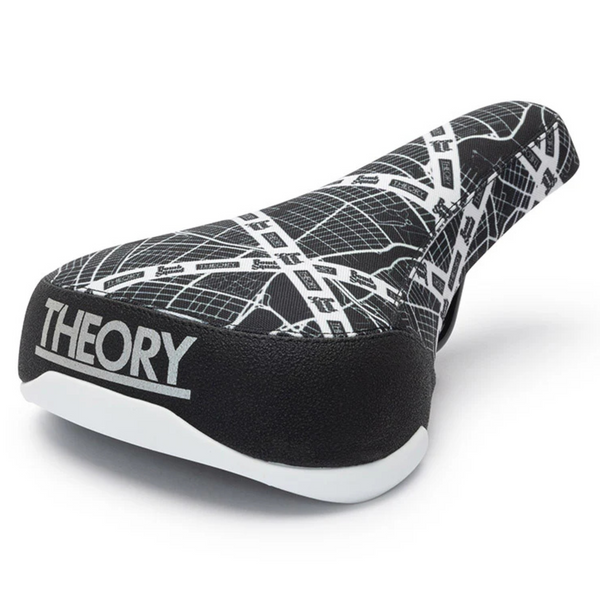 Theory x Bombsquad Railed Seat Black White BMX Seats Bikelife Big BMX