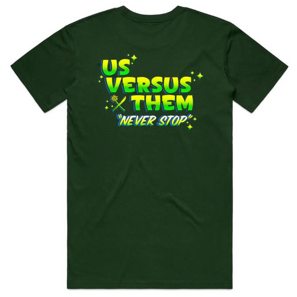 Us Versus Them Sign Shirt green BMX Tee UVT