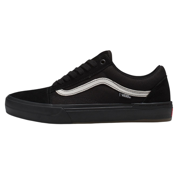 All black vans with white stripe on sale