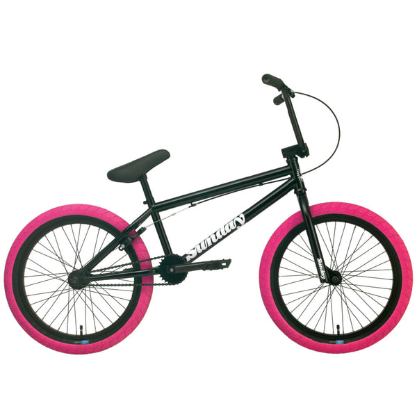 2022 Sunday Blueprint Bike Gloss Black w/ Pink Tires BMX Bikes
