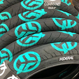 Federal Command LP Tire black teal stencil logos BMX Tires