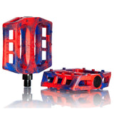 Demolition Trooper  PC Pedals red blue marble swirl BMX Pedal
