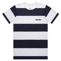 Sunday Stitched Classy Game Shirt White Navy BMX Tee