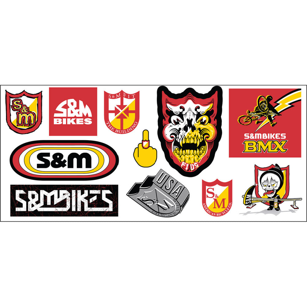 bmx bicycle stickers S&M BMX Sticker Sheet – The Secret BMX Shop