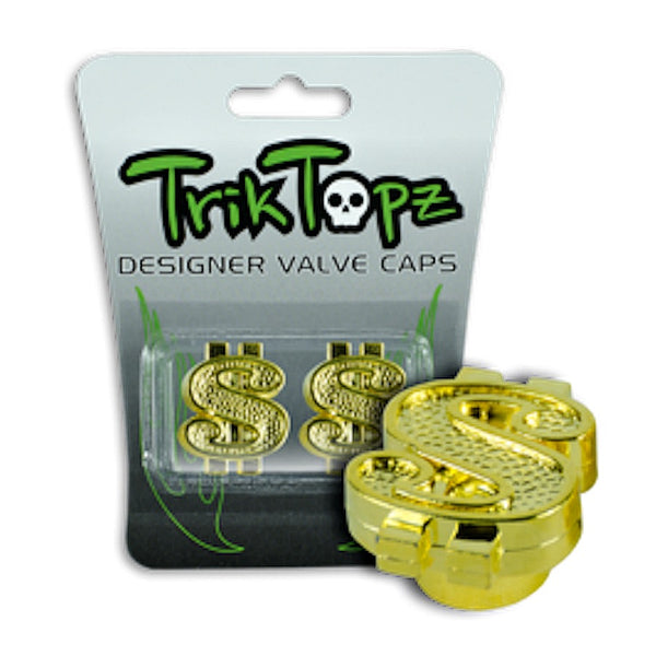 Trik Topz Dollar Sign Valve Caps gold BMX Trick Tops